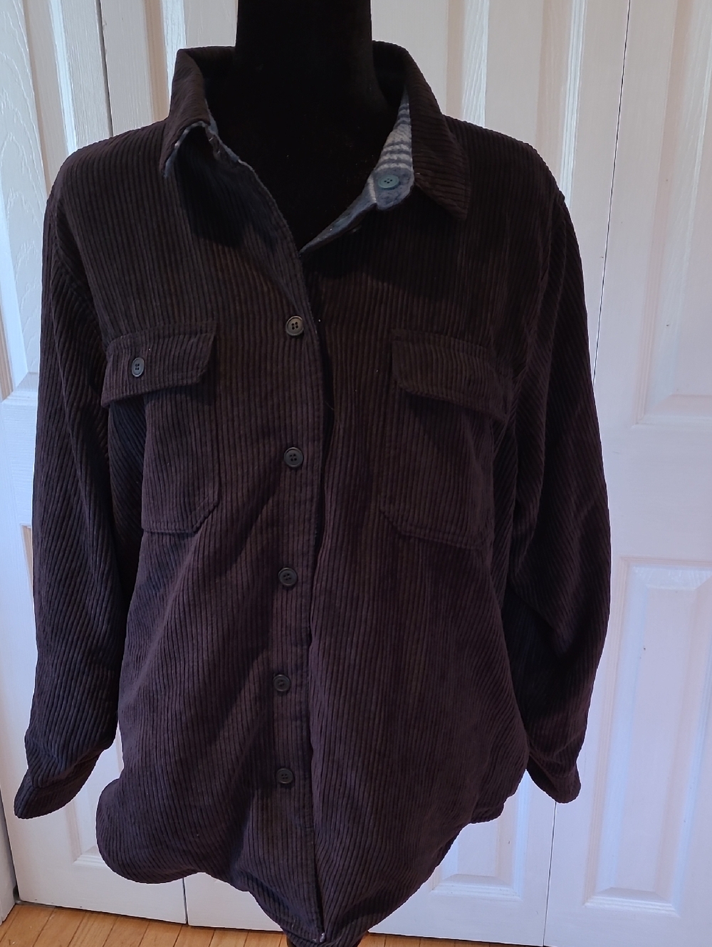 Navy Blue & Blue/white Reversible  Corduroy/soft Fleece Teddy Jacket